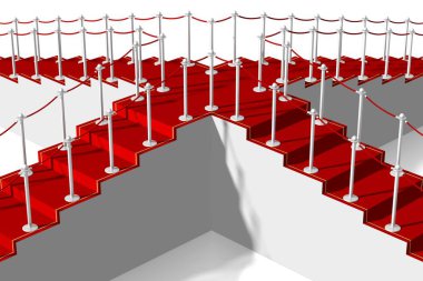 3D kırmızı halı illüstrasyon, beyaz arka plan