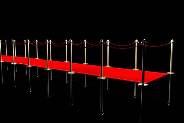 Иллюстрация на красной дорожке, чёрный фон
