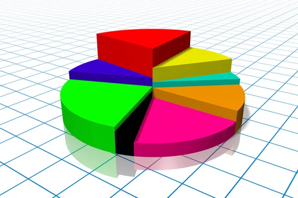 3D business pie chart, grid in background