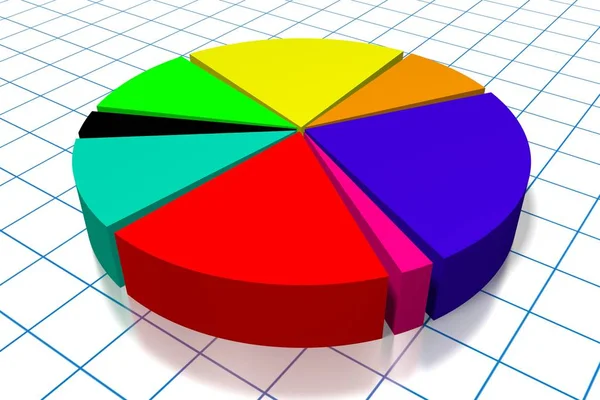 3D business chart illustration, grid in background