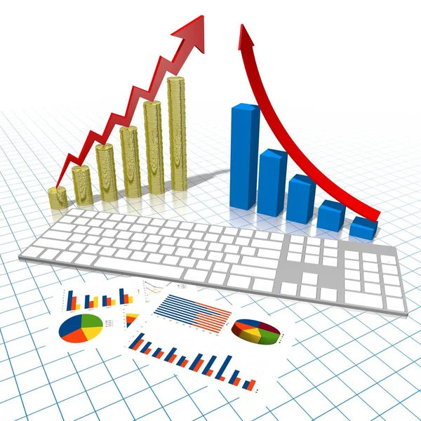 Business Chart Illustration Grid Background — Stock Photo, Image