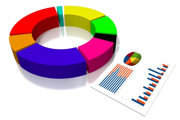 3D business chart illustration, white background