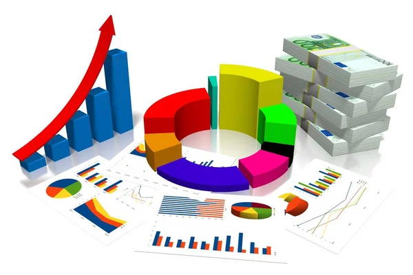 Business Chart Illustration Weißer Hintergrund — Stockfoto