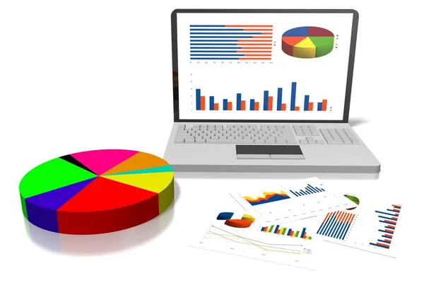 Business Chart Illustration Weißer Hintergrund — Stockfoto