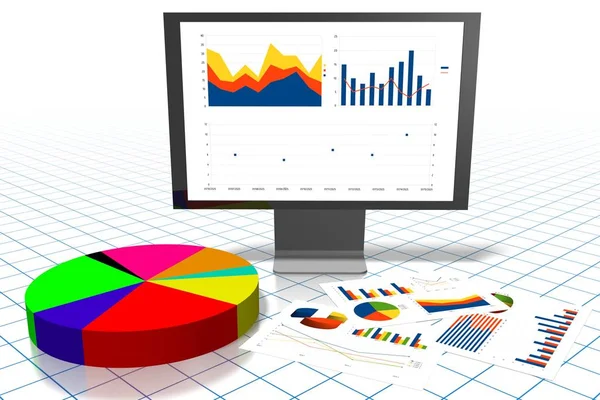 Business Chart Illustration Weißer Hintergrund — Stockfoto