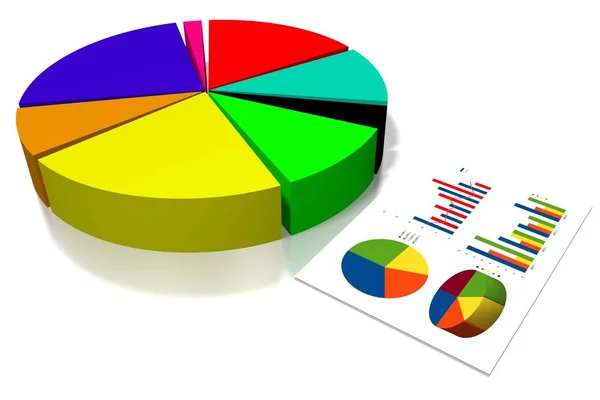 3D business chart illustration, white background