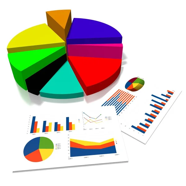 Business Chart Illustration White Background — Stock Photo, Image