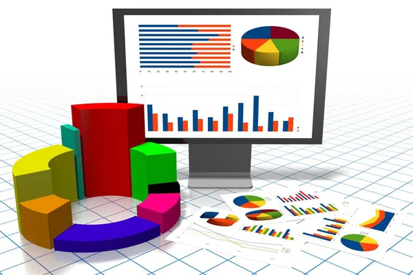 Business Chart Illustration Grid Background — Stock Photo, Image