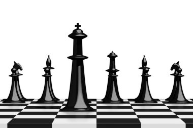 3d satranç - liderlik / ekip çalışması kavramı
