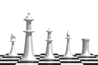 3d satranç illüstrasyon - takım kavramı