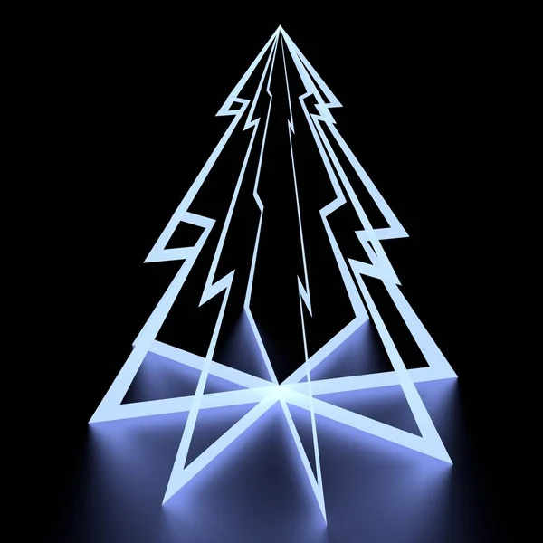 几何圣诞树 黑色背景 — 图库照片