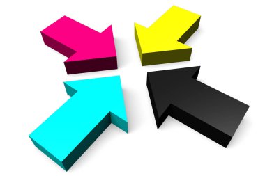 3D Cmyk (camgöbeği, macenta, sarı, siyah) illüstrasyon - off-set baskı vb gibi konulara için büyük.