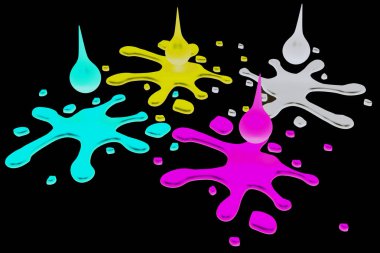 3D Cmyk (camgöbeği, macenta, sarı, siyah) illüstrasyon - off-set baskı vb gibi konulara için büyük.