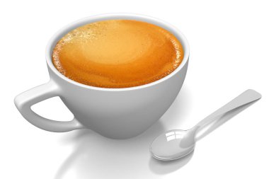 Kahve fincanı, kaşık - beyaz arka plan üzerinde izole.