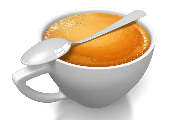 Kaffeetasse Löffel Isoliert Auf Weißem Hintergrund — Stockfoto