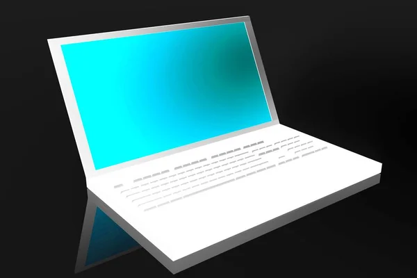 Laptop Białym Czarnym Tle — Zdjęcie stockowe
