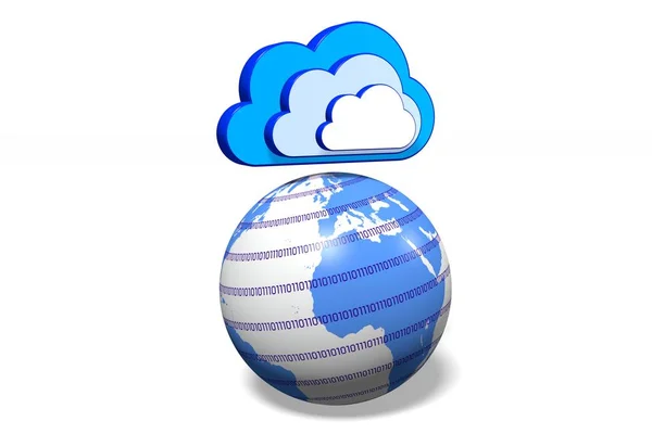 Cloud Computing Ilustrace Mapa Světa Globální Síť Koncepce — Stock fotografie