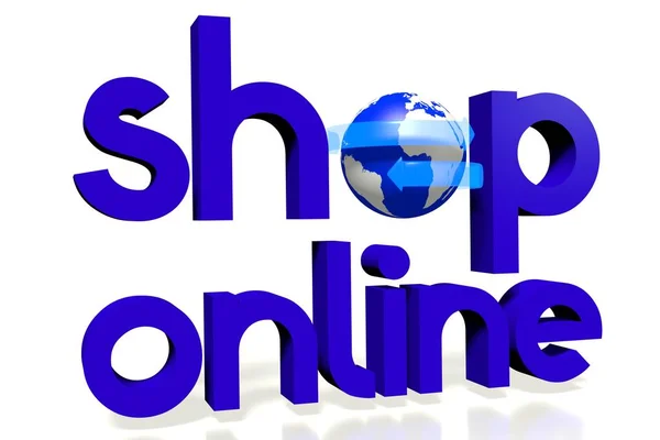 Shop Online Conceito Internet Fundo Branco — Fotografia de Stock