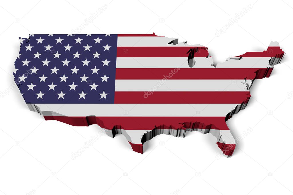 3D country map and flag - USA