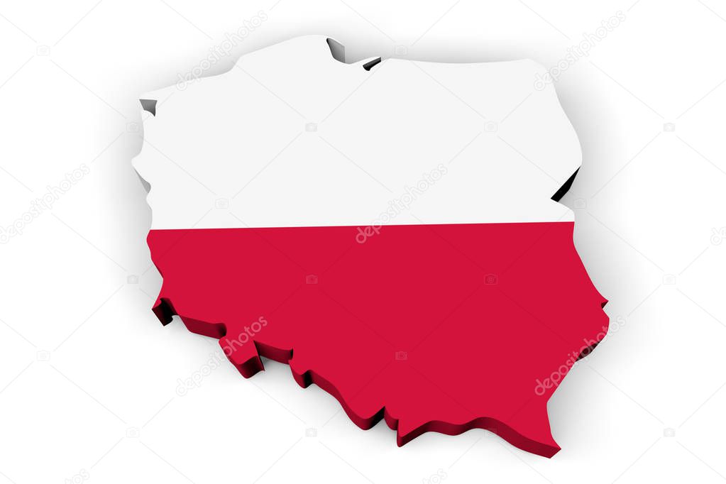 3D country map and flag - Poland