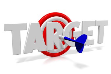 3D kelime / illüstrasyon - Dart hedef