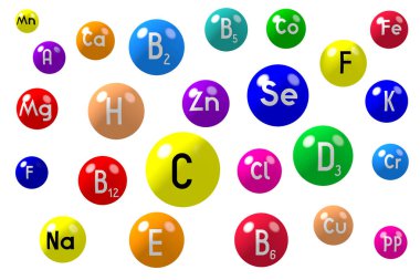 Vitaminler kavramı - 3d çizim