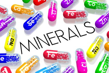 Mineraller kavramı - renkli hapları