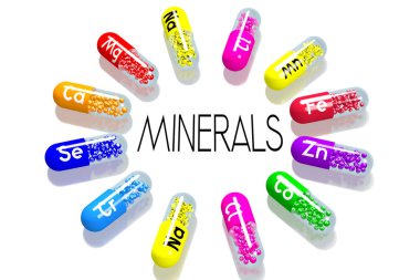 Mineraller kavramı - renkli hapları