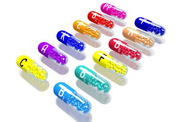 Vitaminler kavramı - renkli hapları