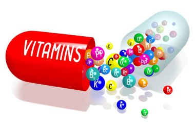 Vitaminler kavramı - kırmızı kapsül