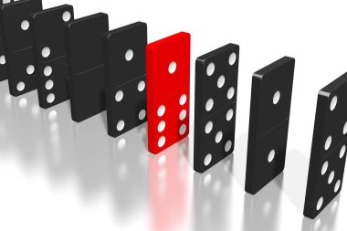 3D siyah ve kırmızı Domino - olağanüstü kavramı