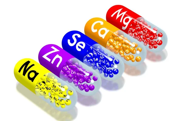 Concetto Minerali Pillole Colorate — Foto Stock