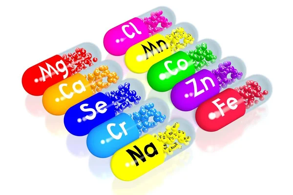 Conceito Minerais Pílulas Coloridas — Fotografia de Stock