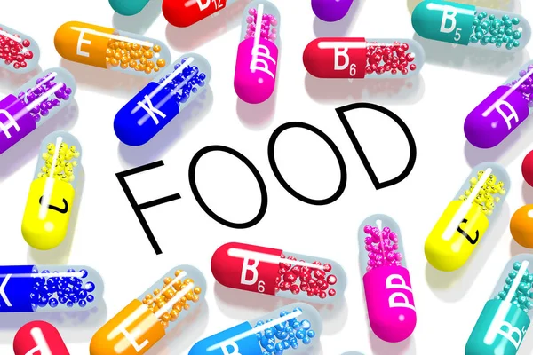 Food concept - colorful pills