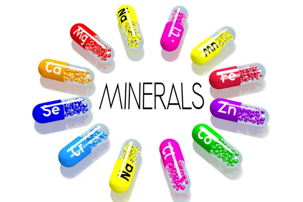 Conceito Minerais Pílulas Coloridas — Fotografia de Stock
