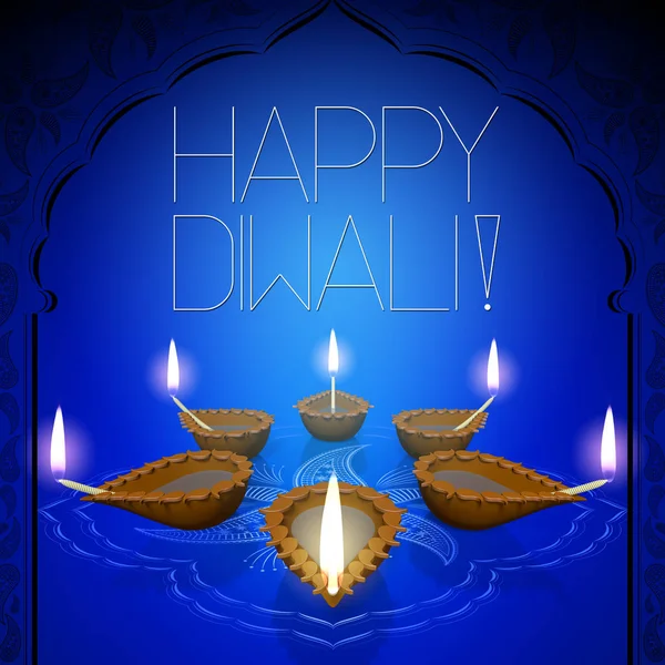 Lyckliga Diwali Deepavali Kort Illustration — Stockfoto