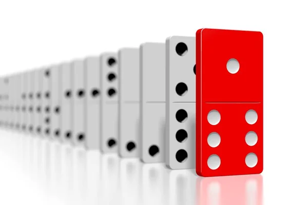 Witte Rode Domino Leiderschap Concept — Stockfoto