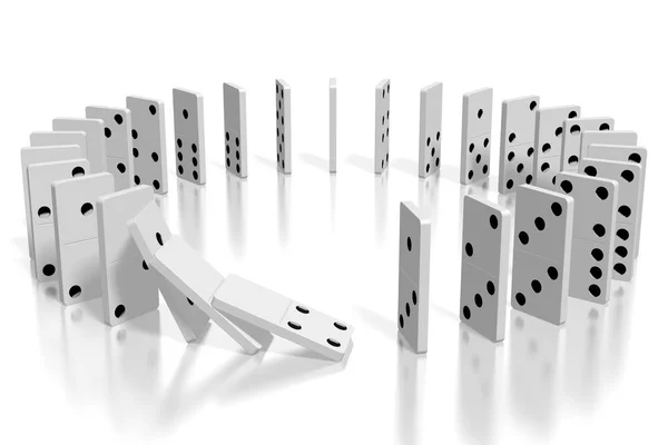 Daire içinde ayakta 3d beyaz Domino