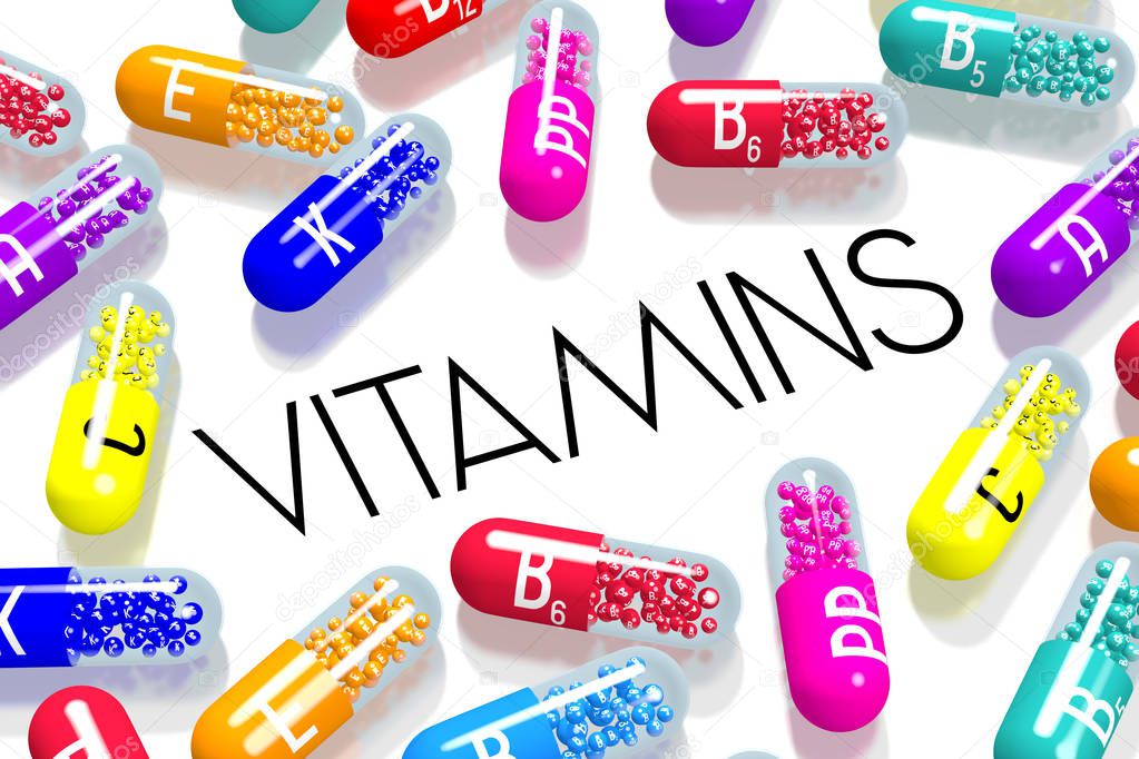 Vitamins concept - colorful pills