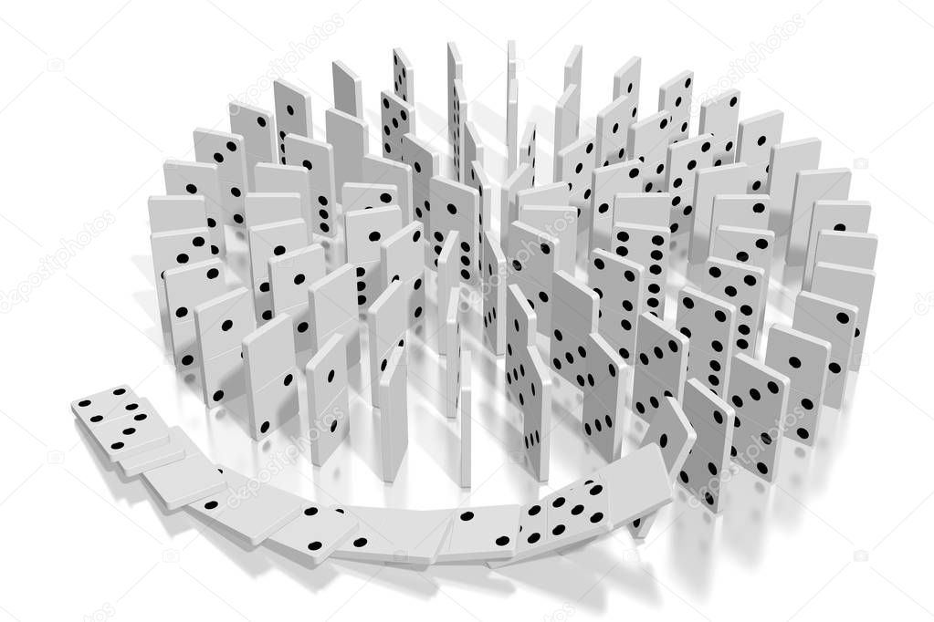 3D white dominoes illustration