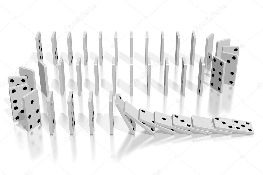 3D white dominoes illustration