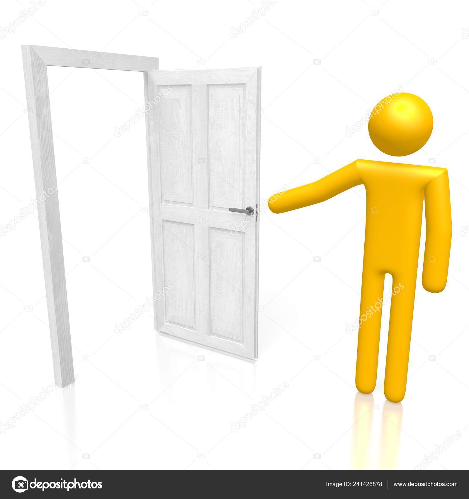 Cartoon Character Opening Door Stock Photo Image By C 3d Generator