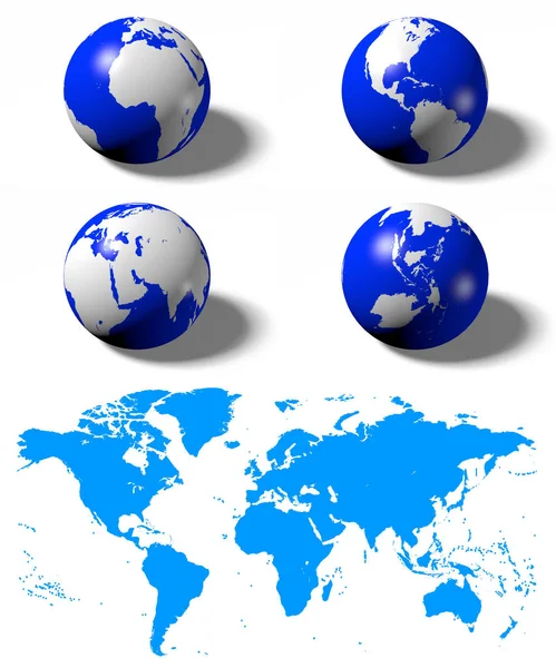 Tierra Globo Ilustración Del Mapa Mundial Aislado Sobre Fondo Blanco — Foto de Stock