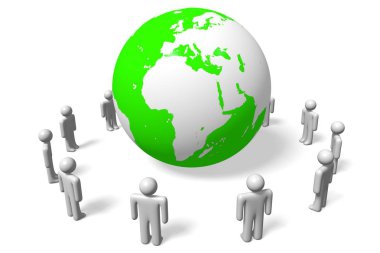 3D ekoloji / çevre illüstrasyon - insanların ve gezegenin Dünya'ya