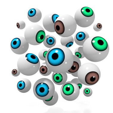 Birçok 3d renkli gözler