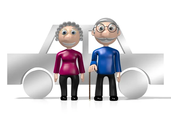 Dziadkowie Seniorów Car Concept — Zdjęcie stockowe