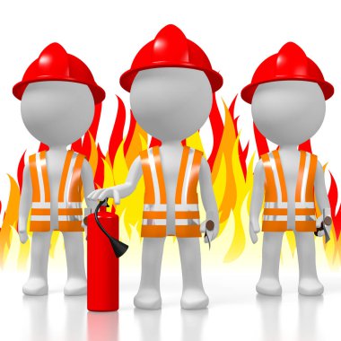 3D itfaiyeciler, alevler içinde geçmiş