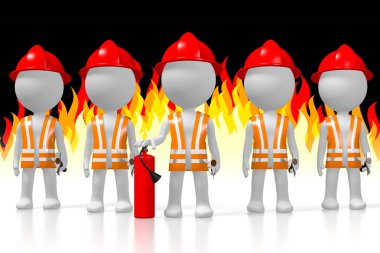 3D itfaiyeciler, alevler içinde geçmiş