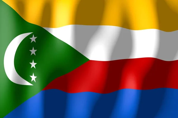 Comoras Tejido Bandera Material — Foto de Stock