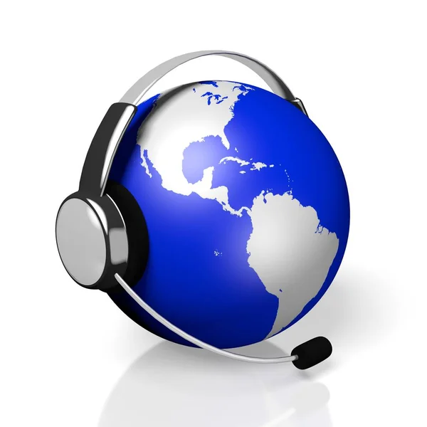 Globales Call Center Headset Konzept — Stockfoto